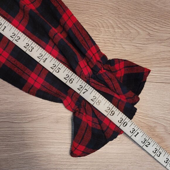 WHITE BIRCH Top Womens L Flannel Plaid Ruffle Hem Bell Sleeve Boho Cottagecore - Picture 10 of 10